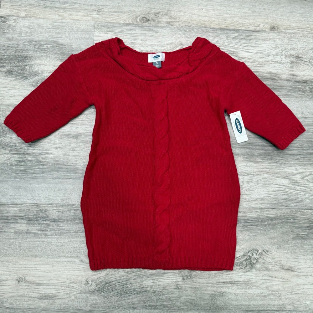 Old Navy Girls Red Cable Knit Sweater‎ Dress 4T Toddler Holiday